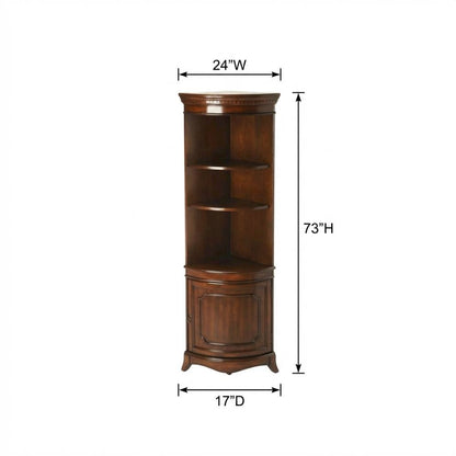 Quarter Round Corner Cabinet with Adjustable Shelf, Storage Cabinet, Cherry