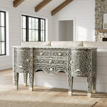 Boho Buffet Cabinet with 4 Drawers, Eclectic Sideboard, Black Bone