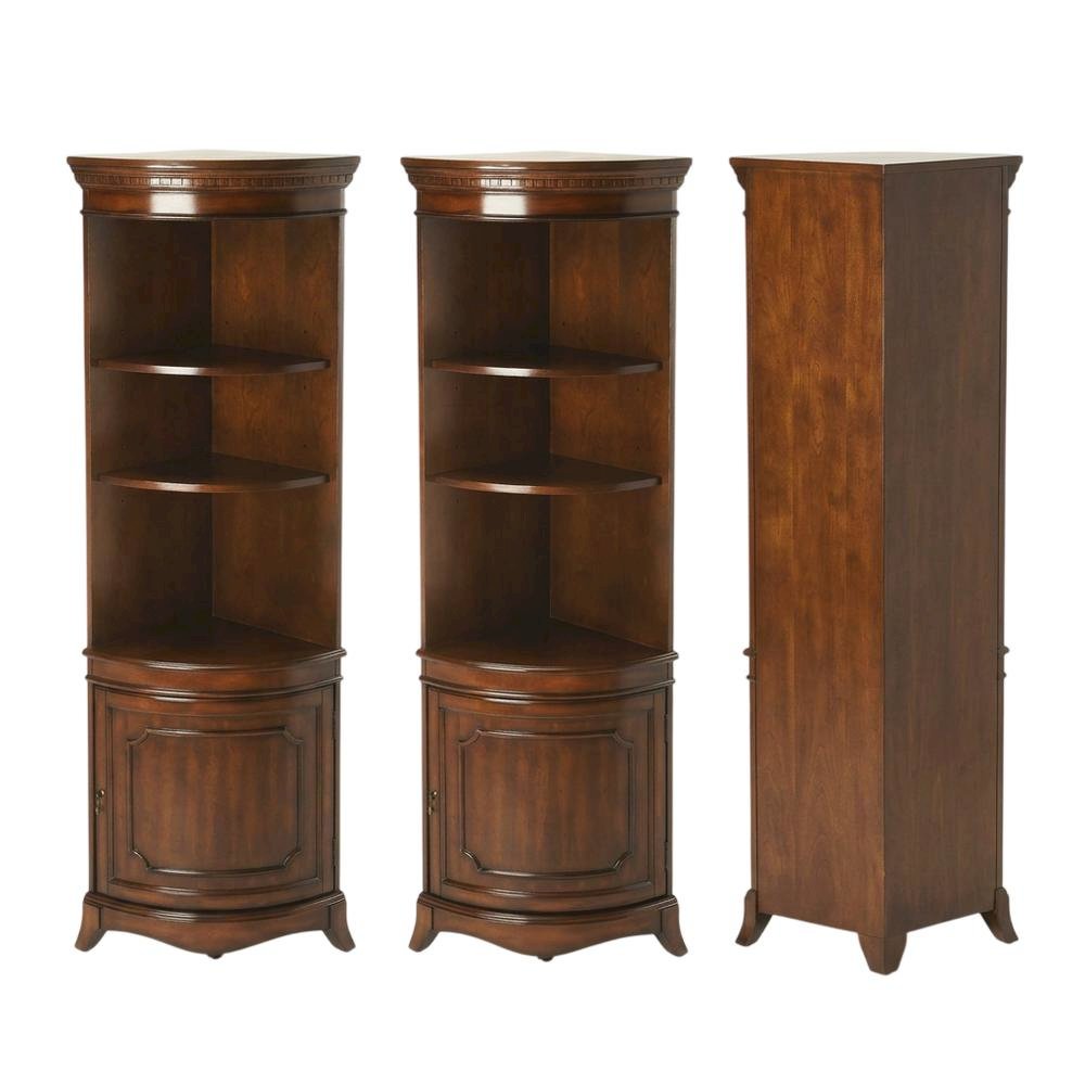 Quarter Round Corner Cabinet with Adjustable Shelf, Storage Cabinet, Cherry