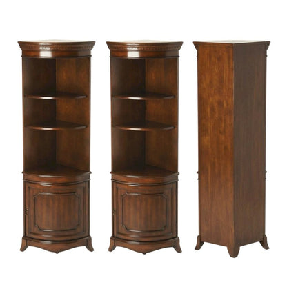 Quarter Round Corner Cabinet with Adjustable Shelf, Storage Cabinet, Cherry