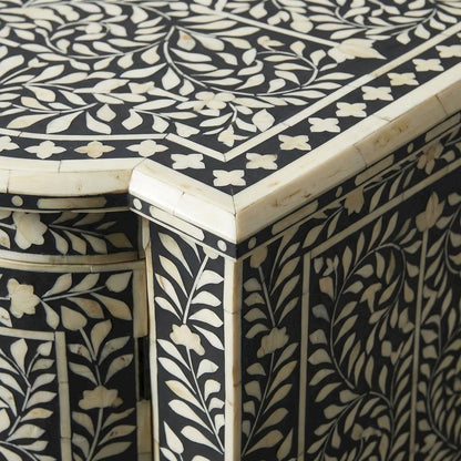 Boho Buffet Cabinet with 4 Drawers, Eclectic Sideboard, Black Bone