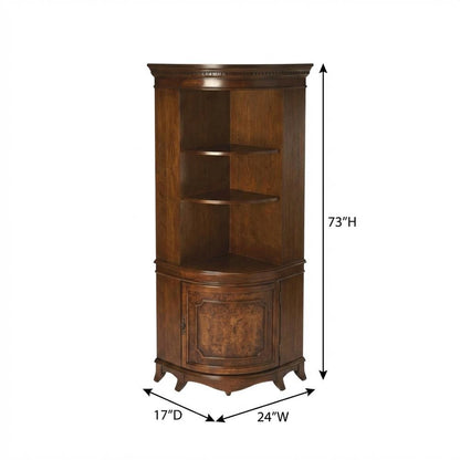 Quarter Round Corner Cabinet with Adjustable Shelf, Storage Cabinet, Olive Ash