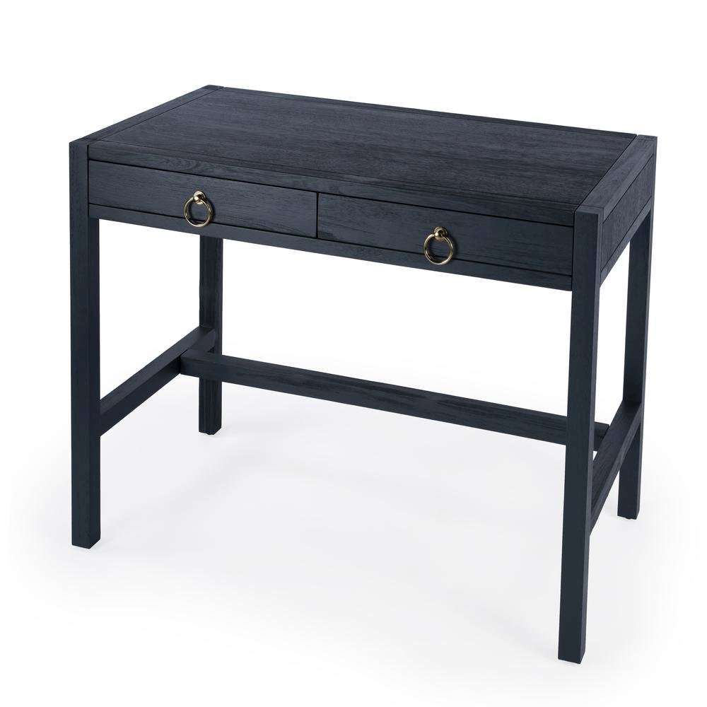 Transitional Writing Desk with 2 Drawers, Home Office Computer Workstation