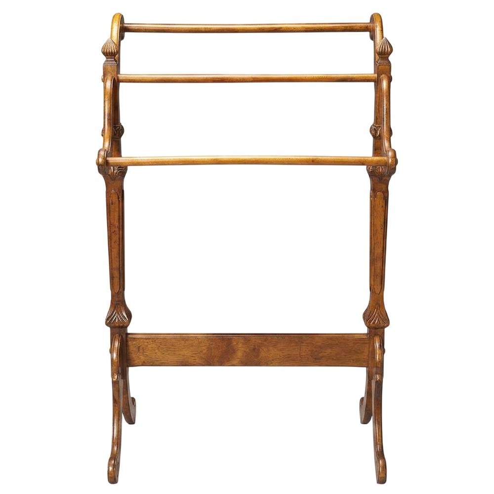 Wooden Blanket Stand with Trestle Base, Traditional Quilt Rack, Vintage Oak