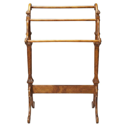 Wooden Blanket Stand with Trestle Base, Traditional Quilt Rack, Vintage Oak