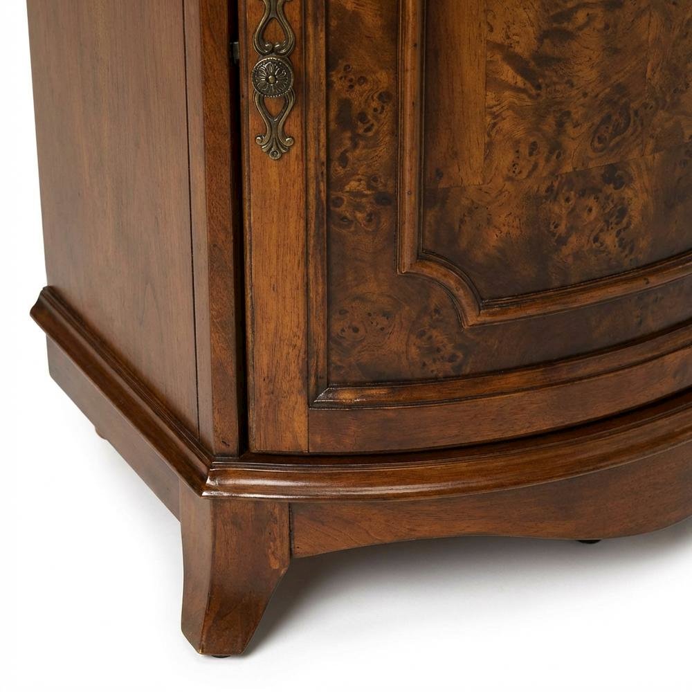 Quarter Round Corner Cabinet with Adjustable Shelf, Storage Cabinet, Olive Ash