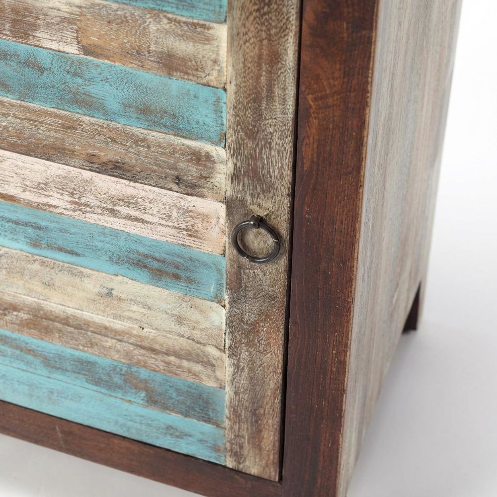 Coastal Distressed Wood Storage Cabinet, Accent Cabinet for Living Room