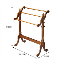 Wooden Blanket Stand with Trestle Base, Traditional Quilt Rack, Vintage Oak