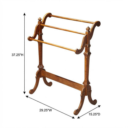 Wooden Blanket Stand with Trestle Base, Traditional Quilt Rack, Vintage Oak
