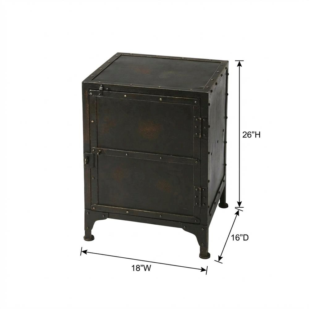 Industrial Side Chest with Distressed Finish, End Table for Living Room