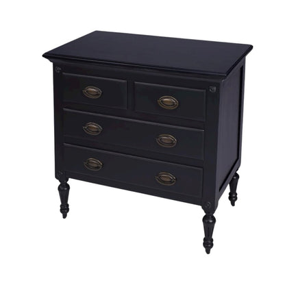 Black Chest of Drawers – 4 Drawer Dresser for Bedroom Wooden Storage