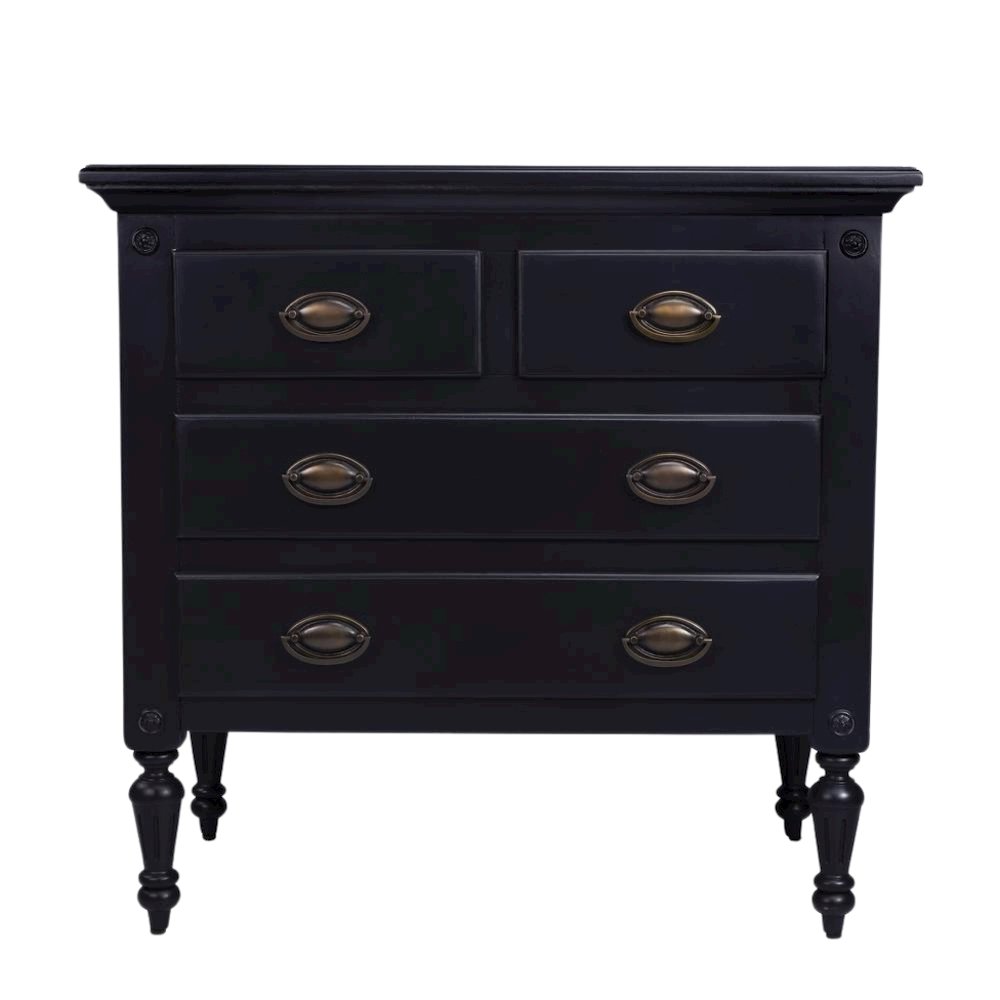 Black Chest of Drawers – 4 Drawer Dresser for Bedroom Wooden Storage
