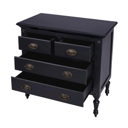 Black Chest of Drawers – 4 Drawer Dresser for Bedroom Wooden Storage