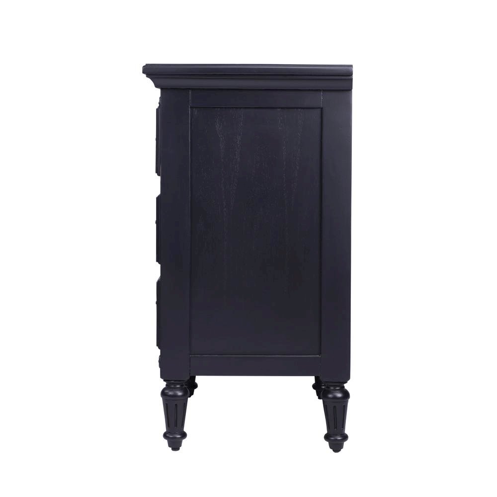 Black Wood Nightstand with Drawers – Classic 3 Drawer Bedroom Table