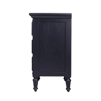Black Wood Nightstand with Drawers – Classic 3 Drawer Bedroom Table