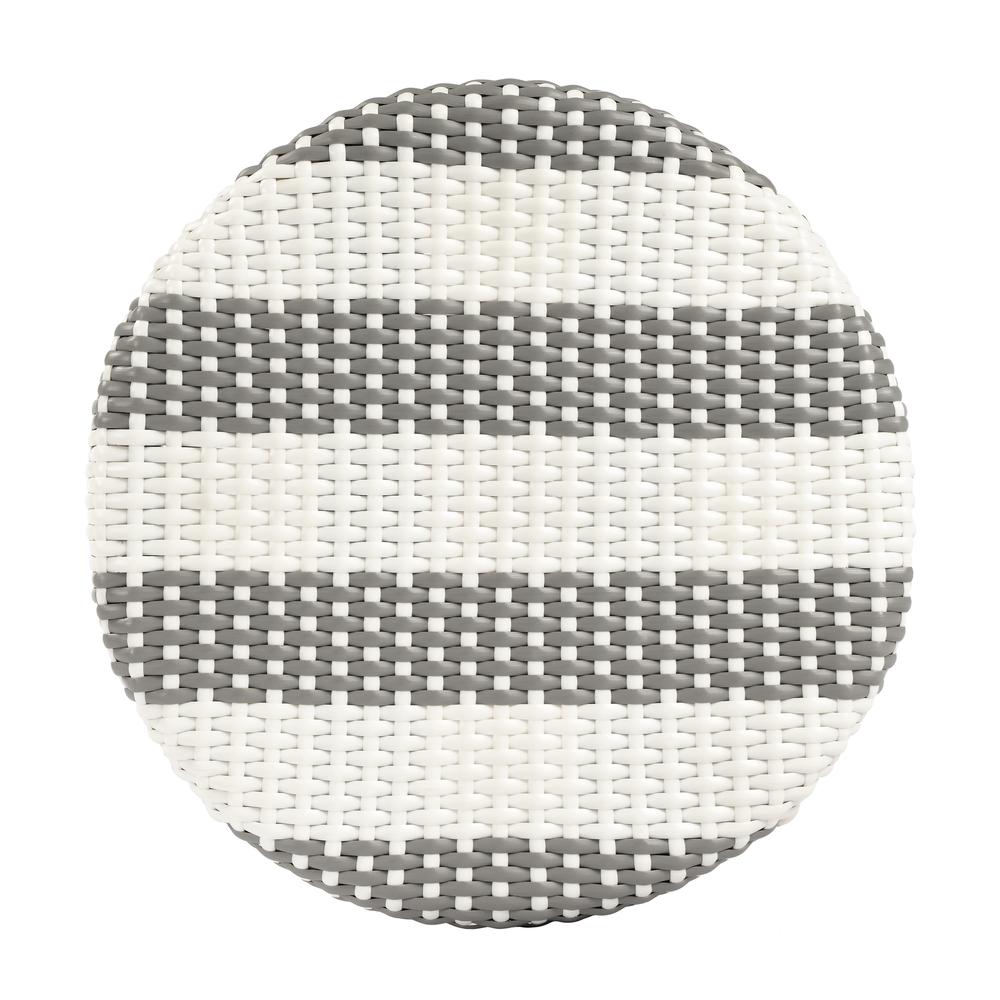 Tobias Rattan Round 24" Counter Stool, Gray and White Stripe