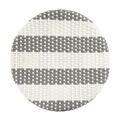 Tobias Rattan Round 24" Counter Stool, Gray and White Stripe