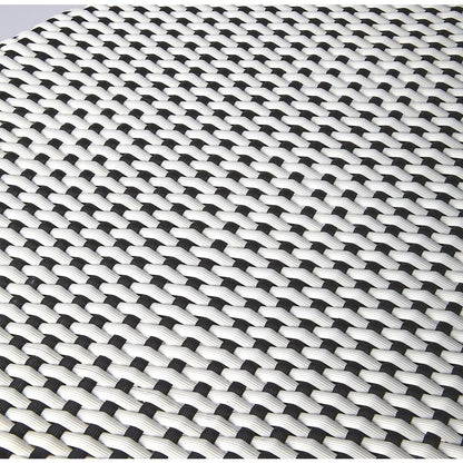 Tobias Rattan Round 24" Counter Stool, White and Black Dot