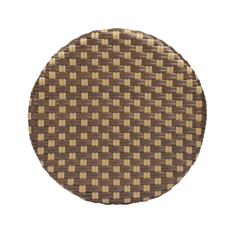 Tobias Rattan Round 24" Counter Stool, Brown and Tan Dot