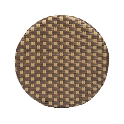 Tobias Rattan Round 24" Counter Stool, Brown and Tan Dot