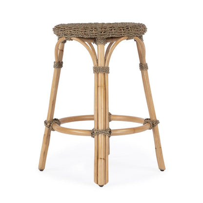 Tobias Rattan Round 24" Counter Stool, Light Brown