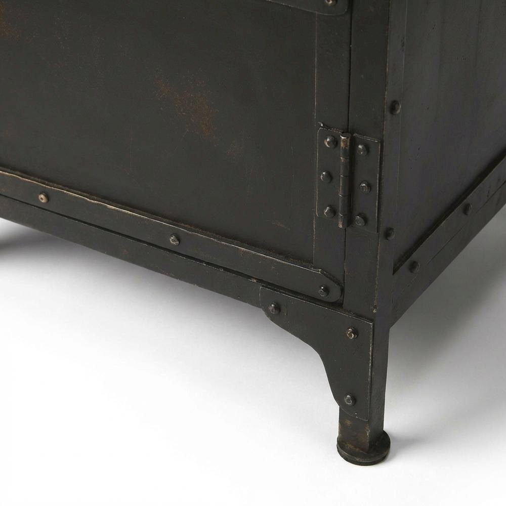 Industrial Side Chest with Distressed Finish, End Table for Living Room