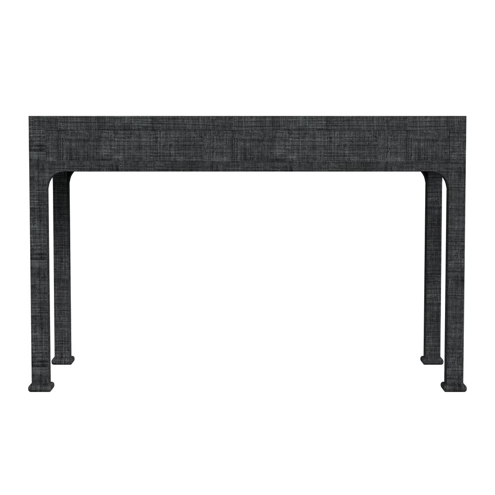Chatham Raffia and Wood 2- Drawer Desk in Charcoal, Charcoal