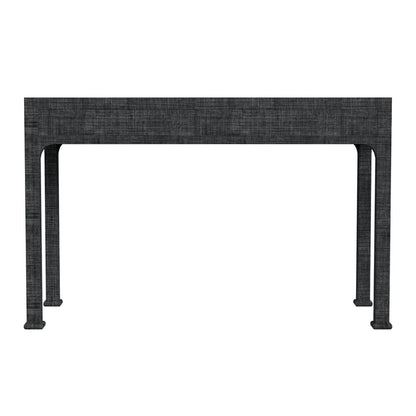 Chatham Raffia and Wood 2- Drawer Desk in Charcoal, Charcoal