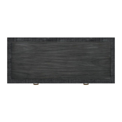 Chatham Raffia and Wood 2- Drawer Desk in Charcoal, Charcoal