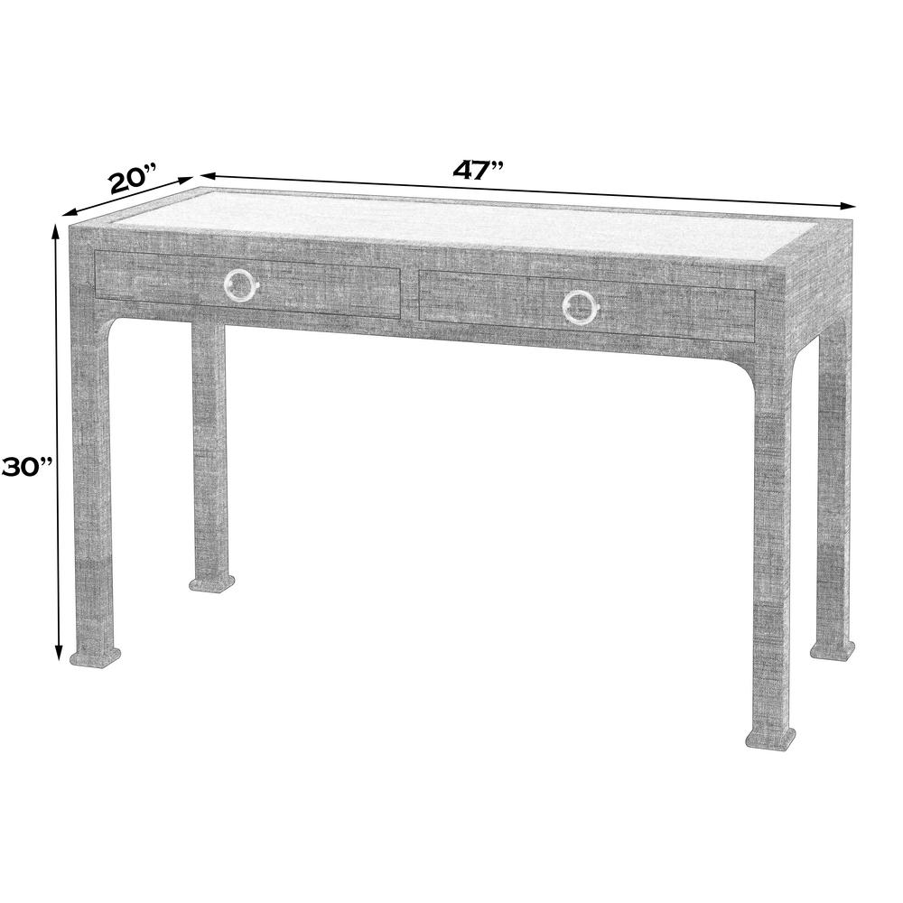 Chatham Raffia and Wood 2- Drawer Desk in Charcoal, Charcoal