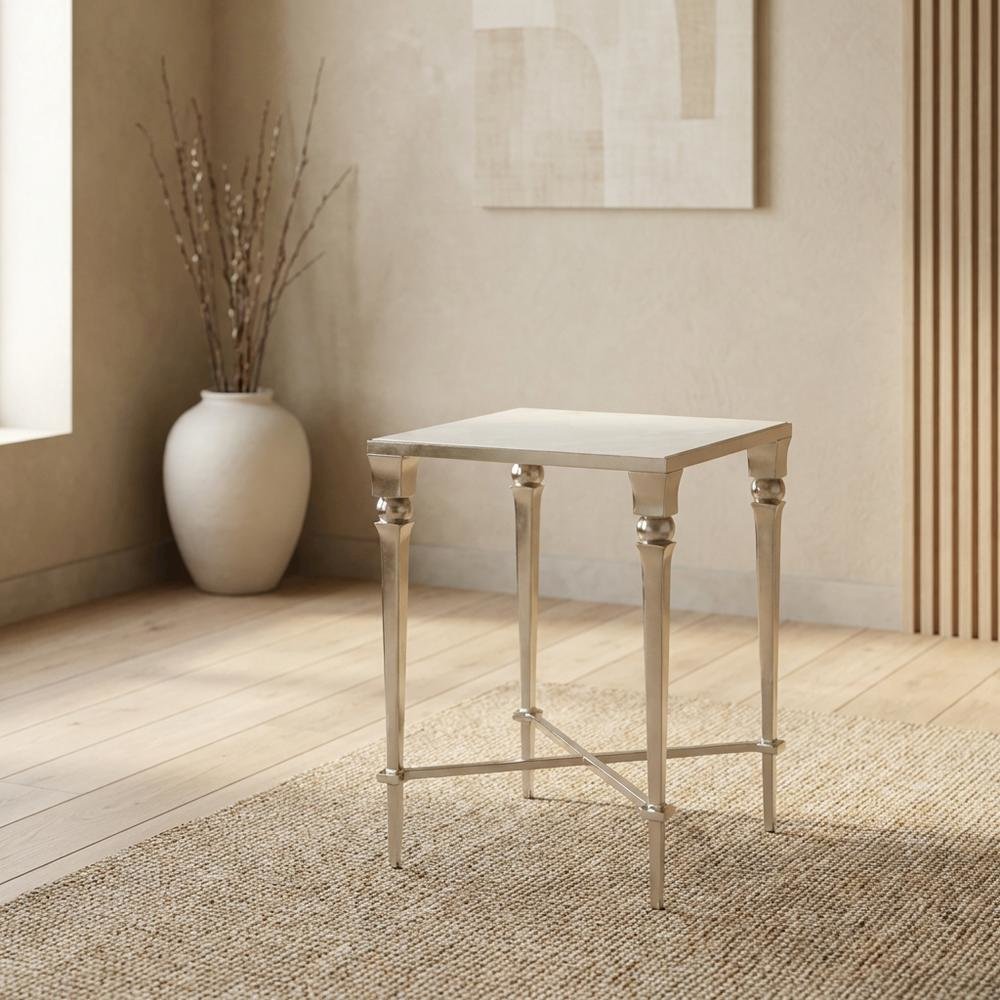 Square End Table with Marble Top, Modern Accent Side Table for Living Room