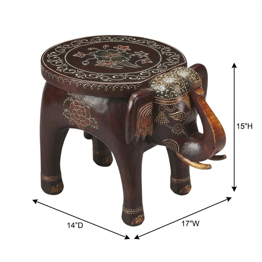 Round Hand Painted Accent Table, Boho Eclectic Side Table for Living Room