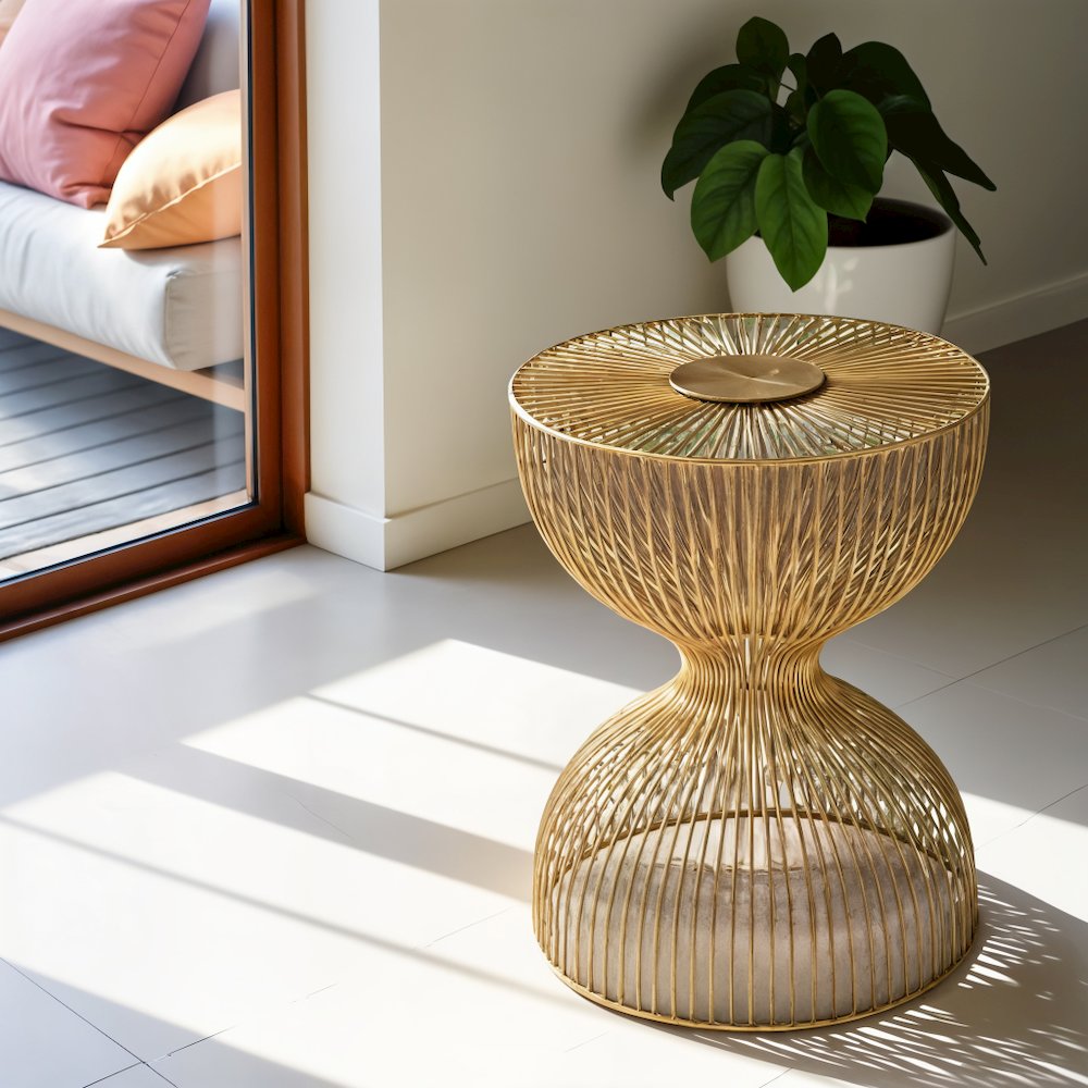 Gold Metal Side Table - Modern Accent Table for Living Room Decor