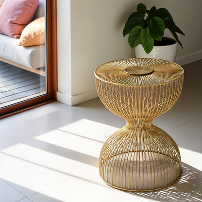 Gold Metal Side Table - Modern Accent Table for Living Room Decor