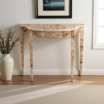 Light Brown Half Moon Console Table - Narrow Entryway and Sofa Table