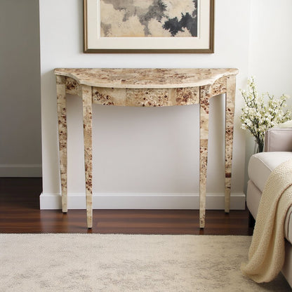 Light Brown Half Moon Console Table - Narrow Entryway and Sofa Table