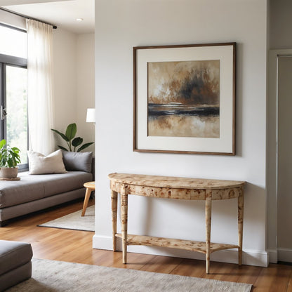 Light Brown Half Moon Sofa Table for Living Room or Narrow Entryway