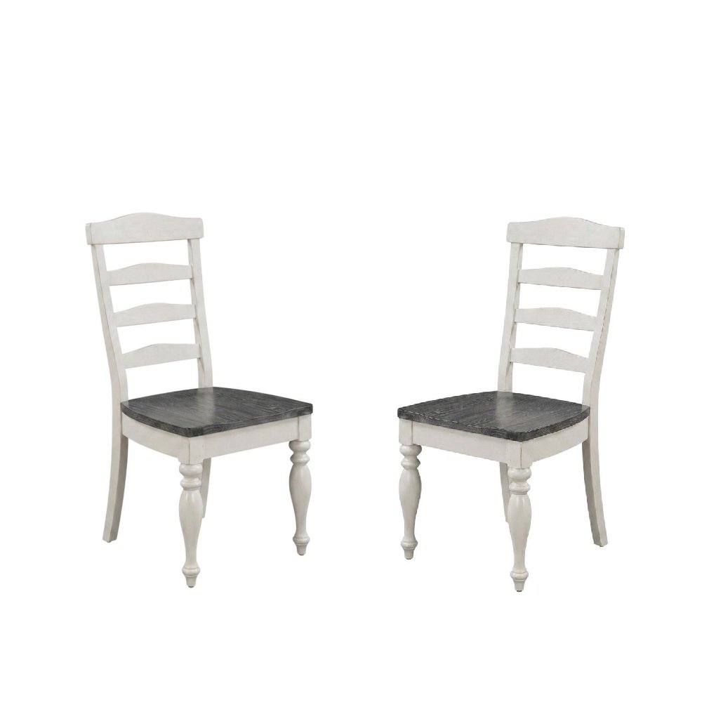 Dark Brown Ladderback Dining Chairs with Wood Seats, Farmhouse Style, Set of 2