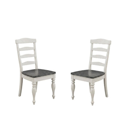 Dark Brown Ladderback Dining Chairs with Wood Seats, Farmhouse Style, Set of 2