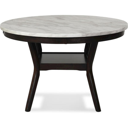 Elegant 5-Piece Faux Marble Round Dining Set with 4 Chairs in Gray
