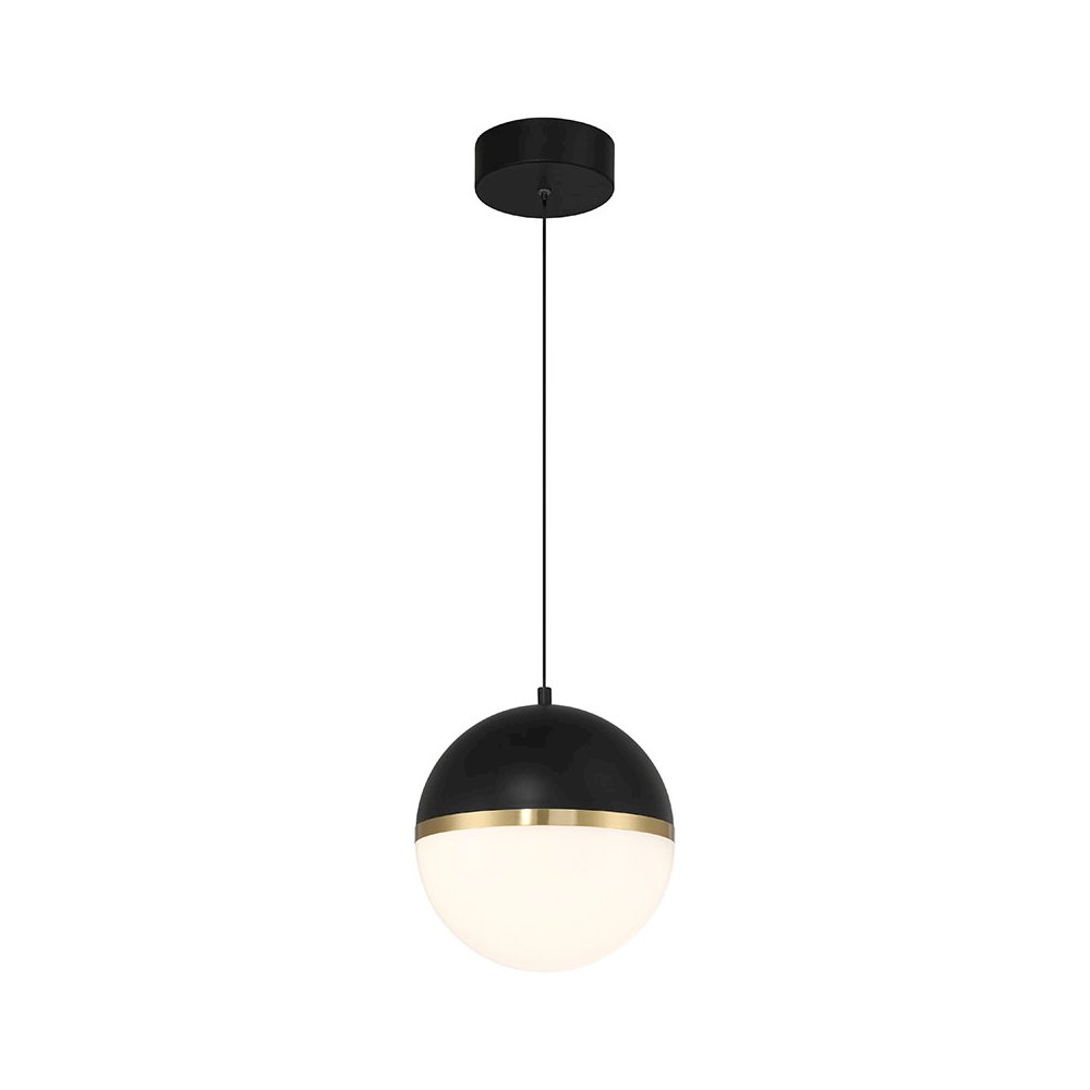 LED Pendant in Black with Antique Brushed Brass Color