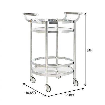 Chrome 2-Tier Round Bar Cart with Metal Frame and Spacious Shelves