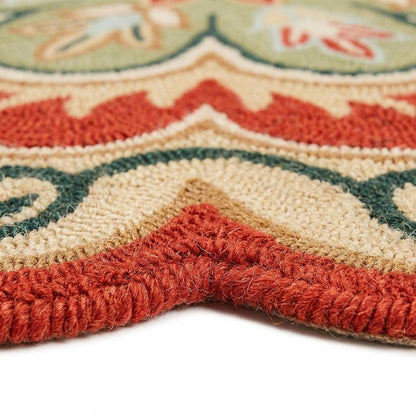 Bohemian Indoor Area Rug In Orange/Gold, Round Shape With Soft Material
