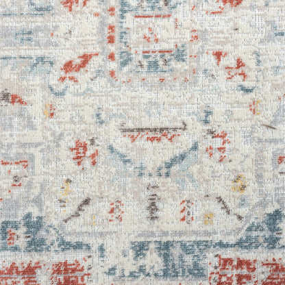Antiquity Durable Performance Area Rug Outdoor in Blue/Orange, 9' x 12'