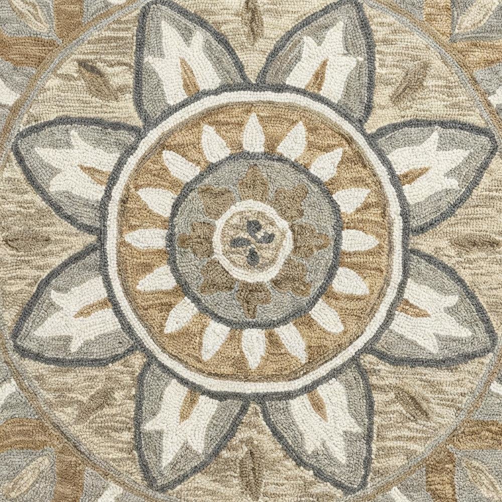 Gray Indoor Area Rug With Transitional Style, 48-Inch Round Shape