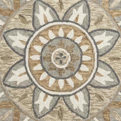 Gray Indoor Area Rug With Transitional Style, 48-Inch Round Shape