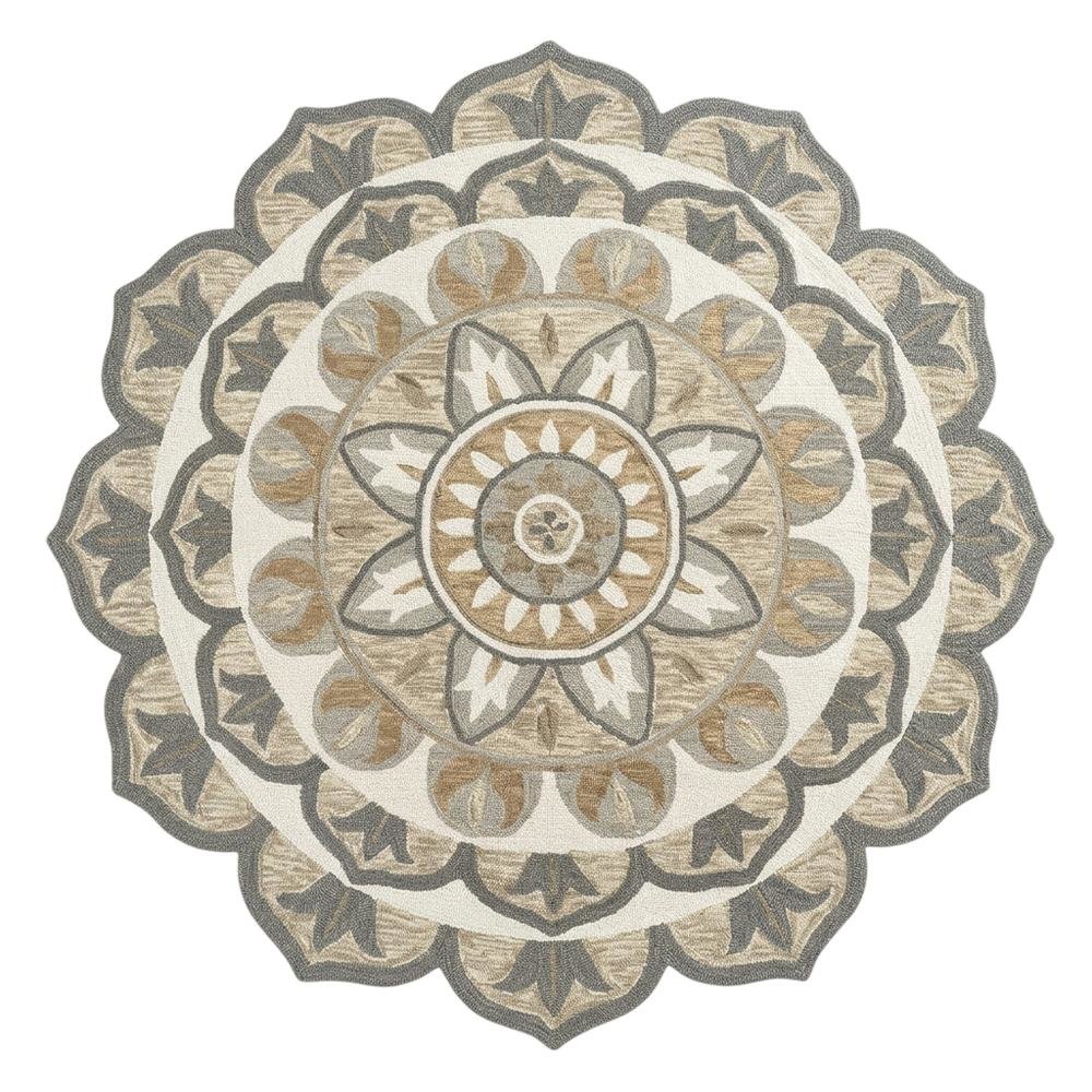 Gray Indoor Area Rug In Round Shape With Transitional Style