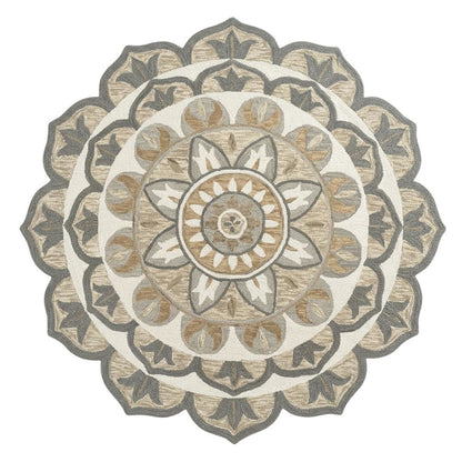 Gray Indoor Area Rug In Round Shape With Transitional Style