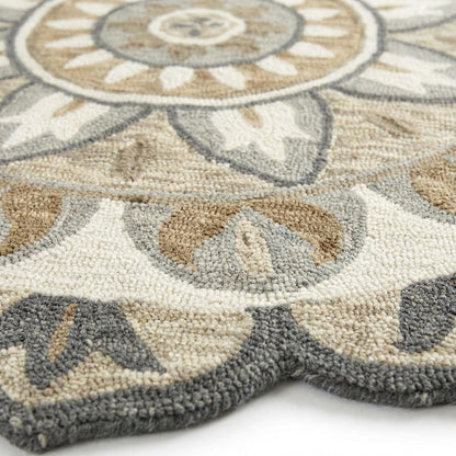 Gray Indoor Area Rug In Round Shape With Transitional Style