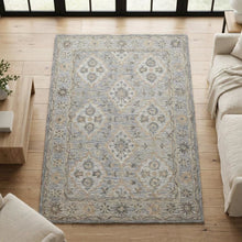 Blue Wool Area Rug With Classic Pattern And Soft Touch For Living Room